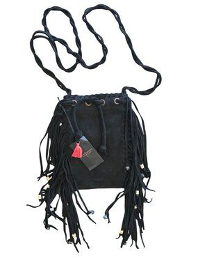 Scotch & Soda Maison Scotch Black Fringe Bag Crossbody western biker rock & roll